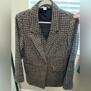 Old Navy size small Tweed Brown and Black Plaid Blazer Coat